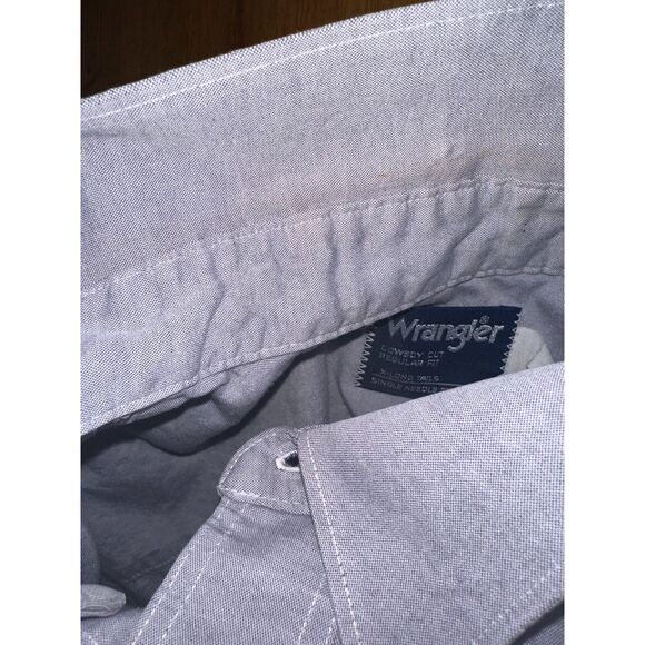 Vintage Wrangler Cowboy Cut X Long Tail Chambray Button Down USA Size Men Large - Picture 10 of 11